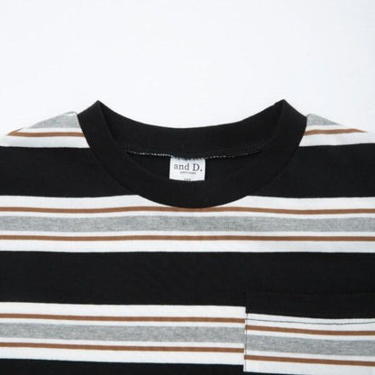 【親子裝】兒童拼色條紋短袖T恤