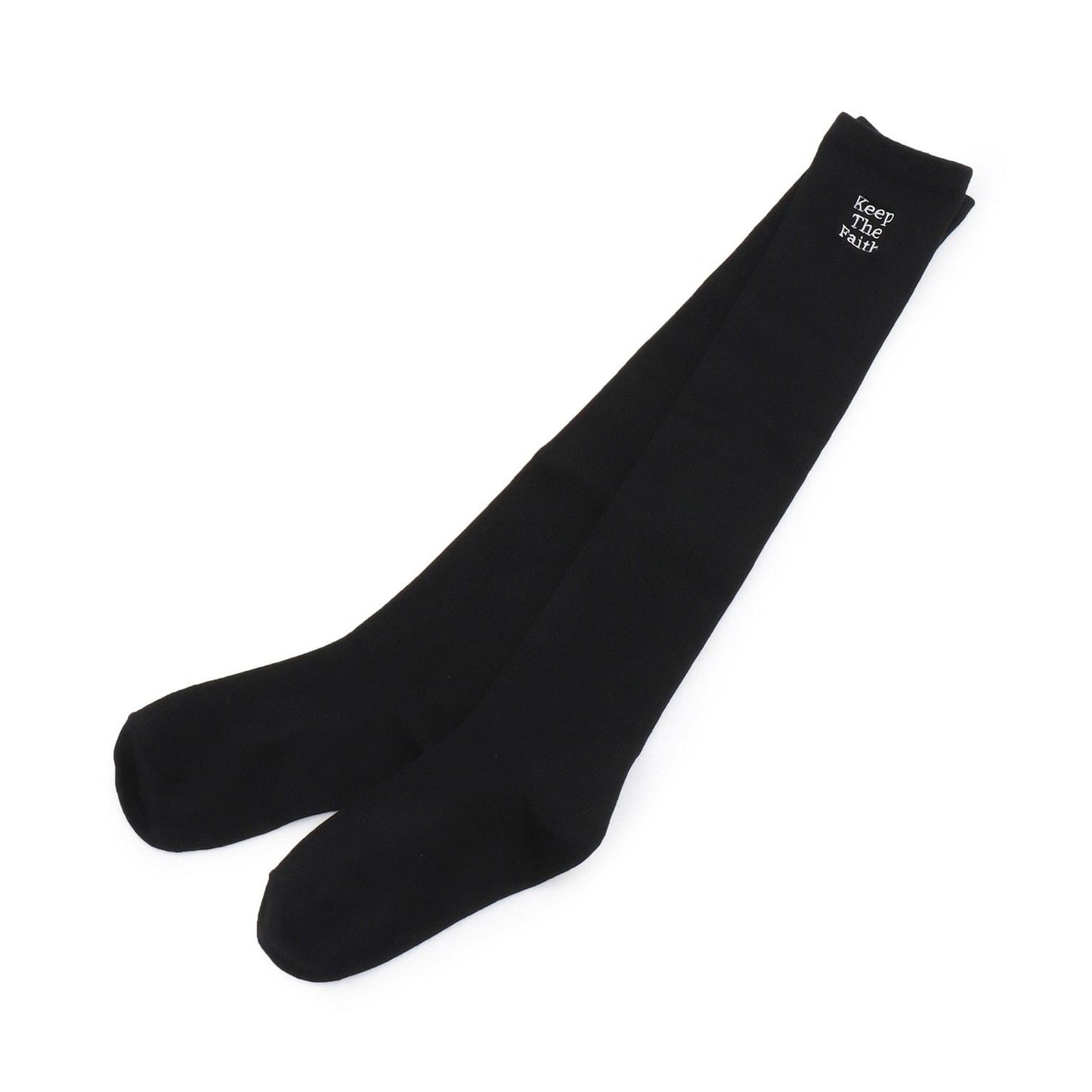 三段刺繡過膝襪