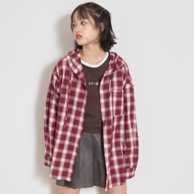 【LTXC】格子襯衫連帽衫