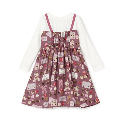 【人氣商品再入貨】【直營店無售】巧克力圖案拼接連衣裙