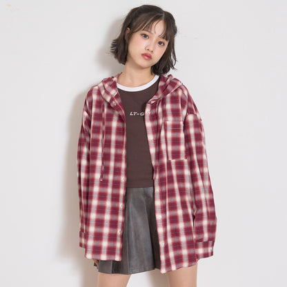 【LTXC】格子襯衫連帽衫