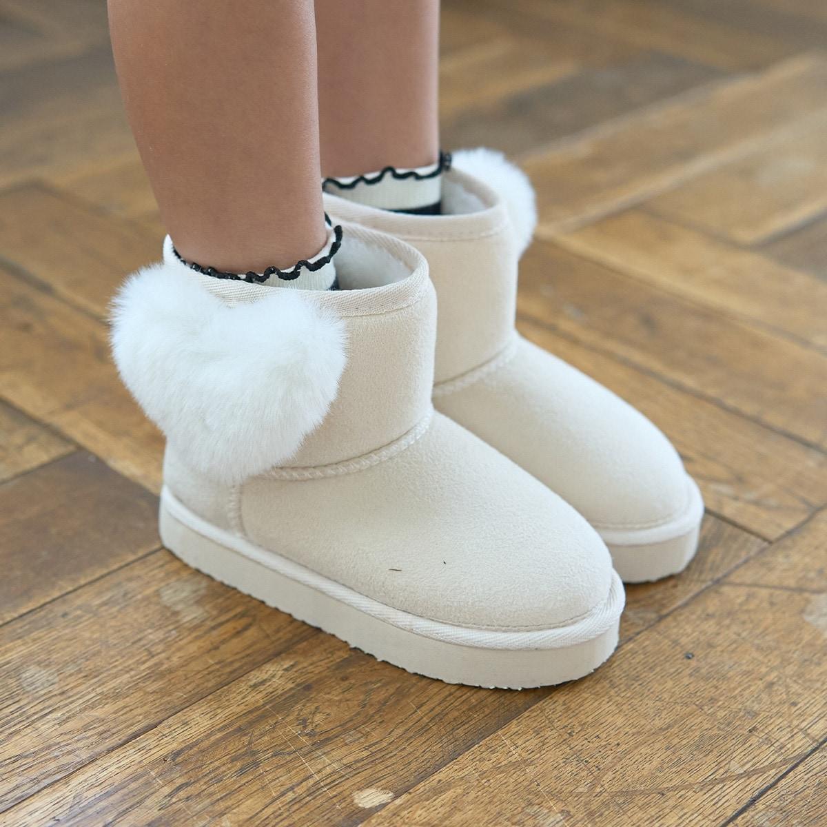 愛心裝飾羊毛靴