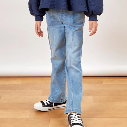 高腰微喇叭彈力牛仔褲