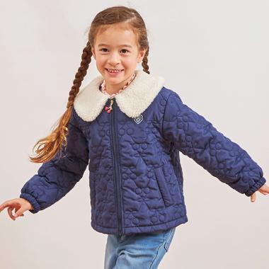 羊羔絨領櫻桃絎縫塔夫綢夾克