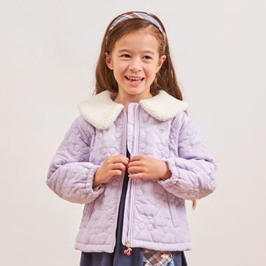 羊羔絨領櫻桃絎縫塔夫綢夾克