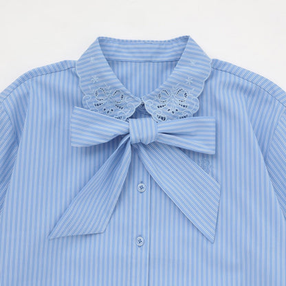 蕾絲領蝴蝶結襯衫