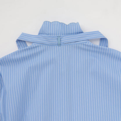 蕾絲領蝴蝶結襯衫