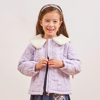 羊羔絨領櫻桃絎縫塔夫綢夾克