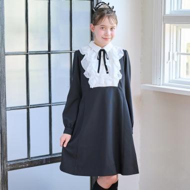 荷葉邊拼接連衣裙♪