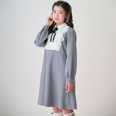 荷葉邊拼接連衣裙♪