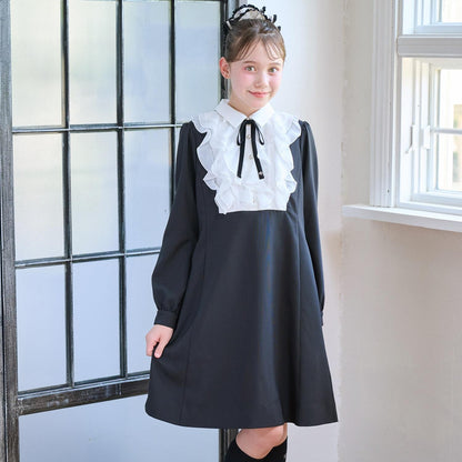 荷葉邊拼接連衣裙♪