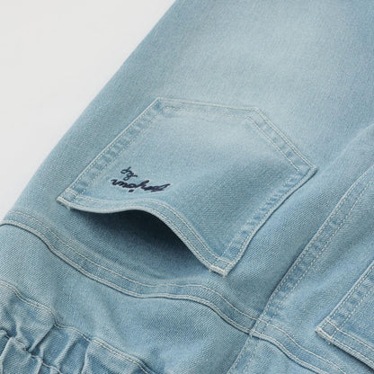 高腰微喇叭彈力牛仔褲