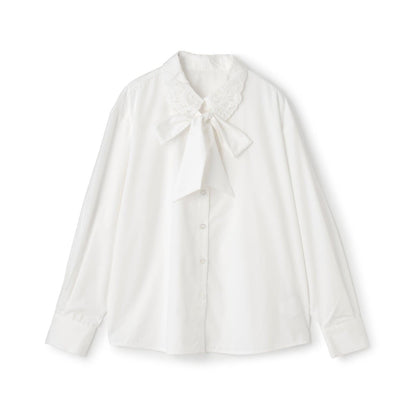 蕾絲領蝴蝶結襯衫