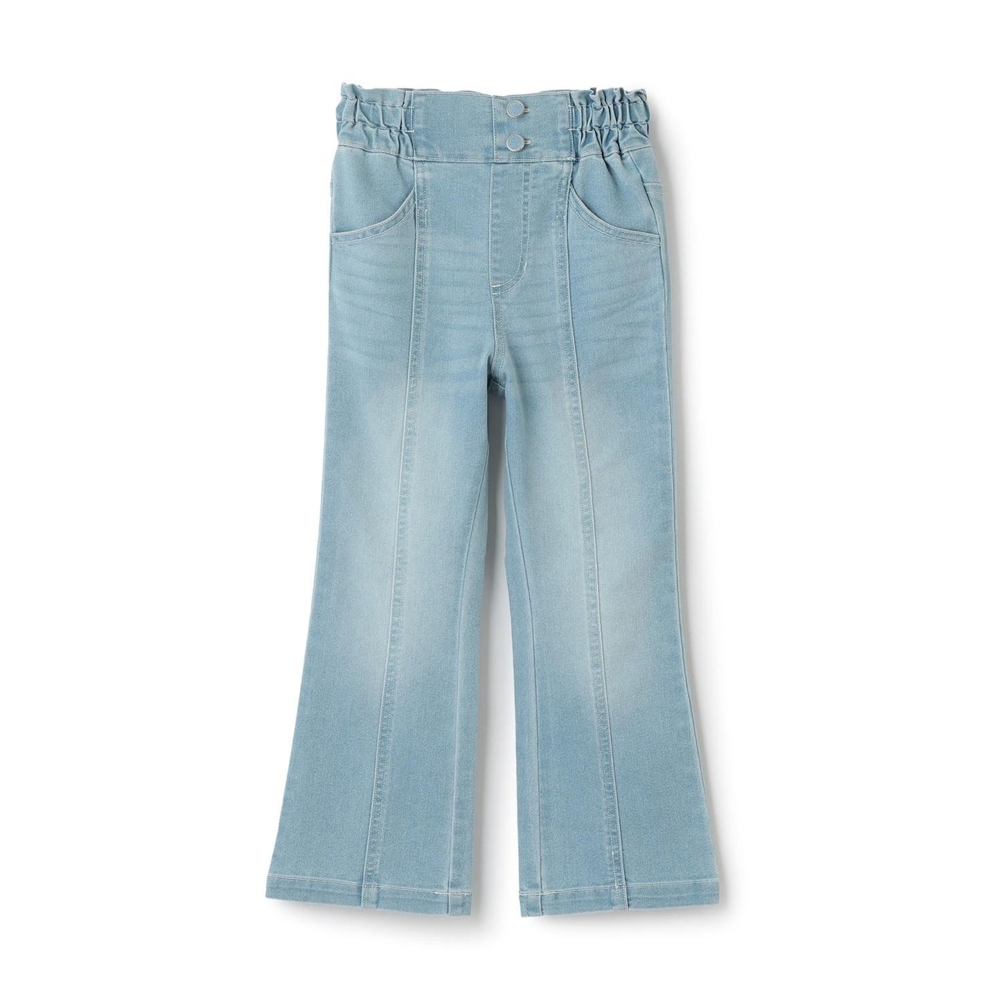 高腰微喇叭彈力牛仔褲