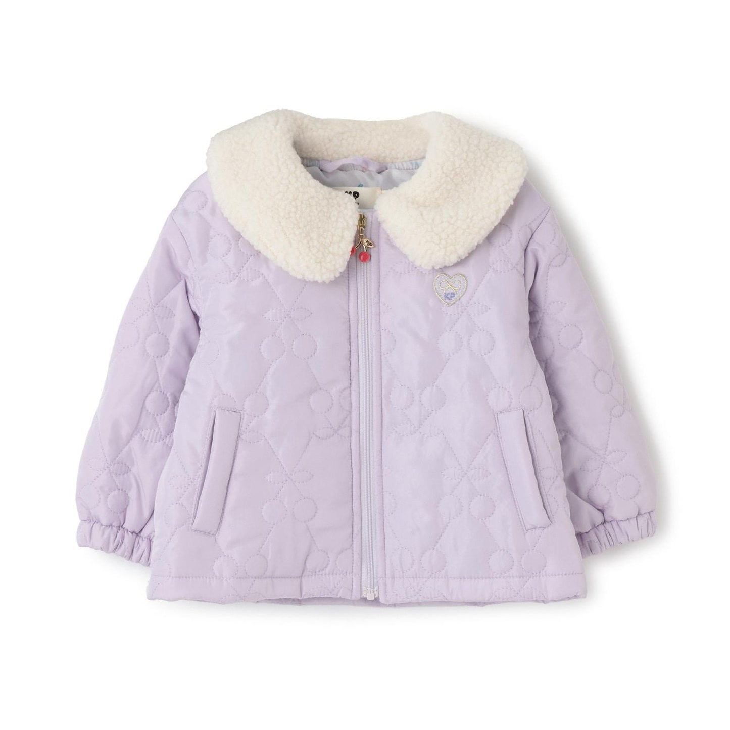 羊羔絨領櫻桃絎縫塔夫綢夾克