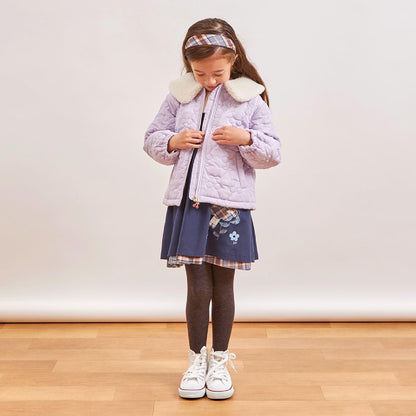 羊羔絨領櫻桃絎縫塔夫綢夾克