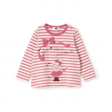 mimi醬貼布條紋長袖T恤