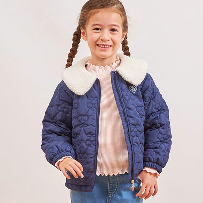 羊羔絨領櫻桃絎縫塔夫綢夾克