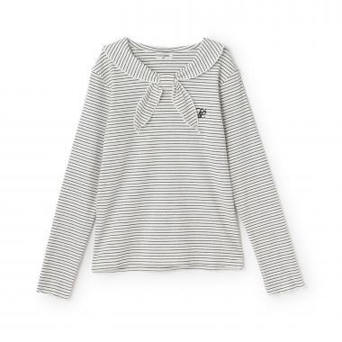 【Trois Lapins】水手領羅紋條紋長袖T恤
