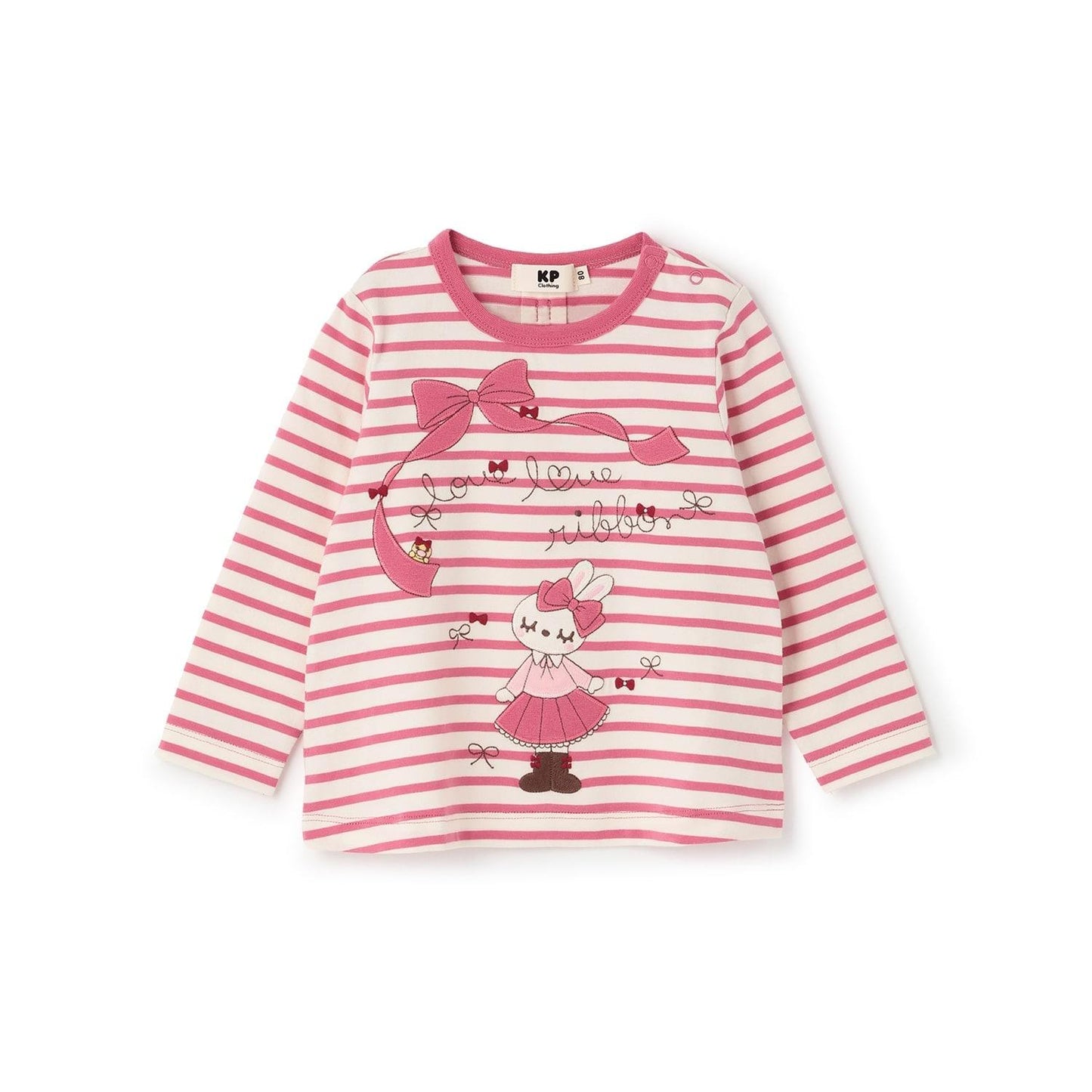 mimi醬貼布條紋長袖T恤