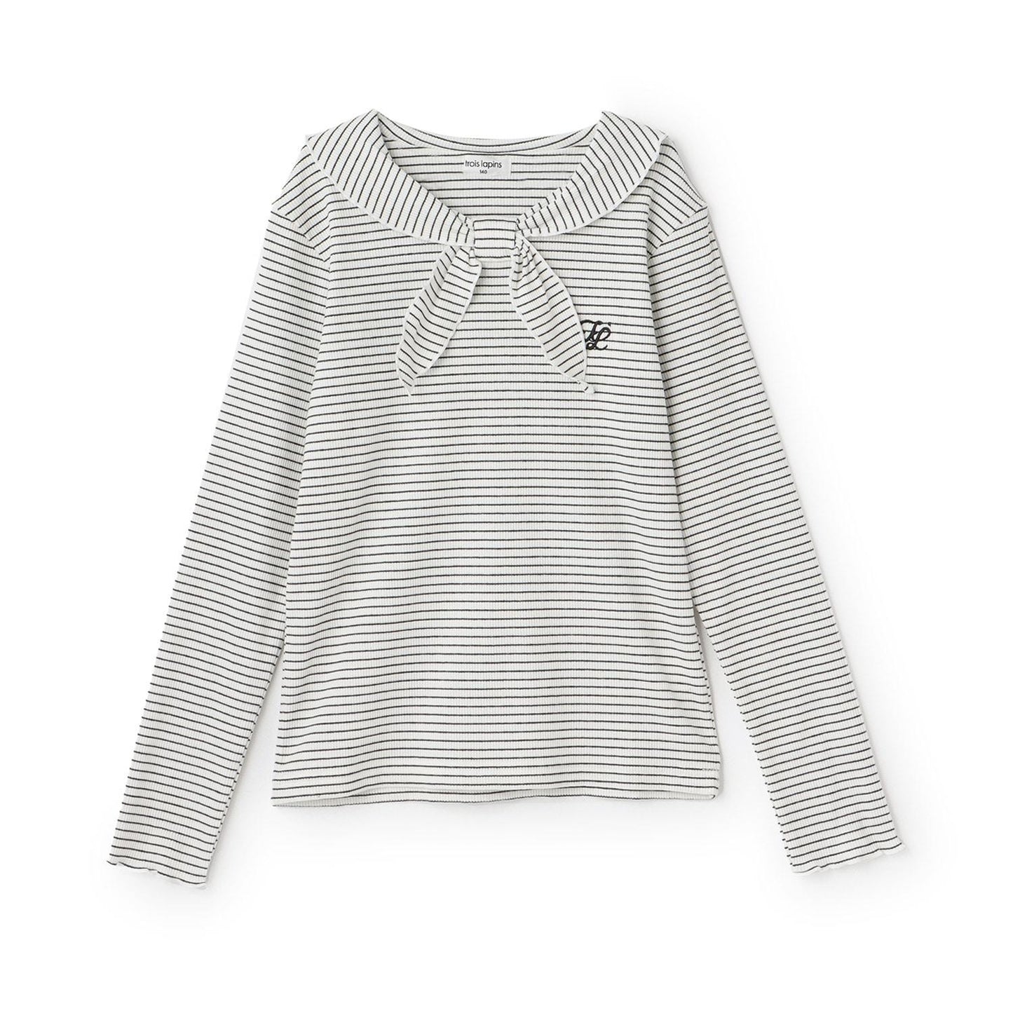 【Trois Lapins】水手領羅紋條紋長袖T恤