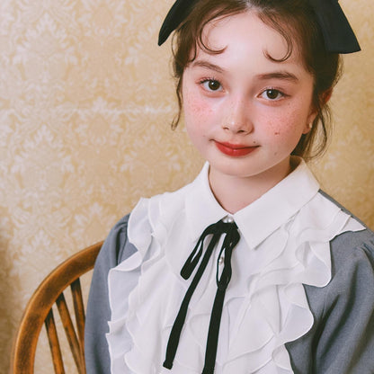 荷葉邊拼接連衣裙♪