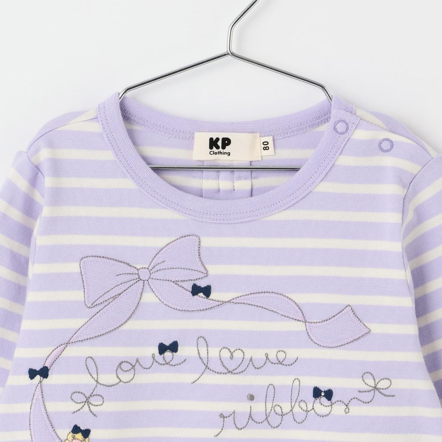 mimi醬貼布條紋長袖T恤