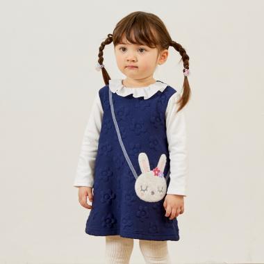 mimi醬斜挎包風格花卉絎縫連衣裙