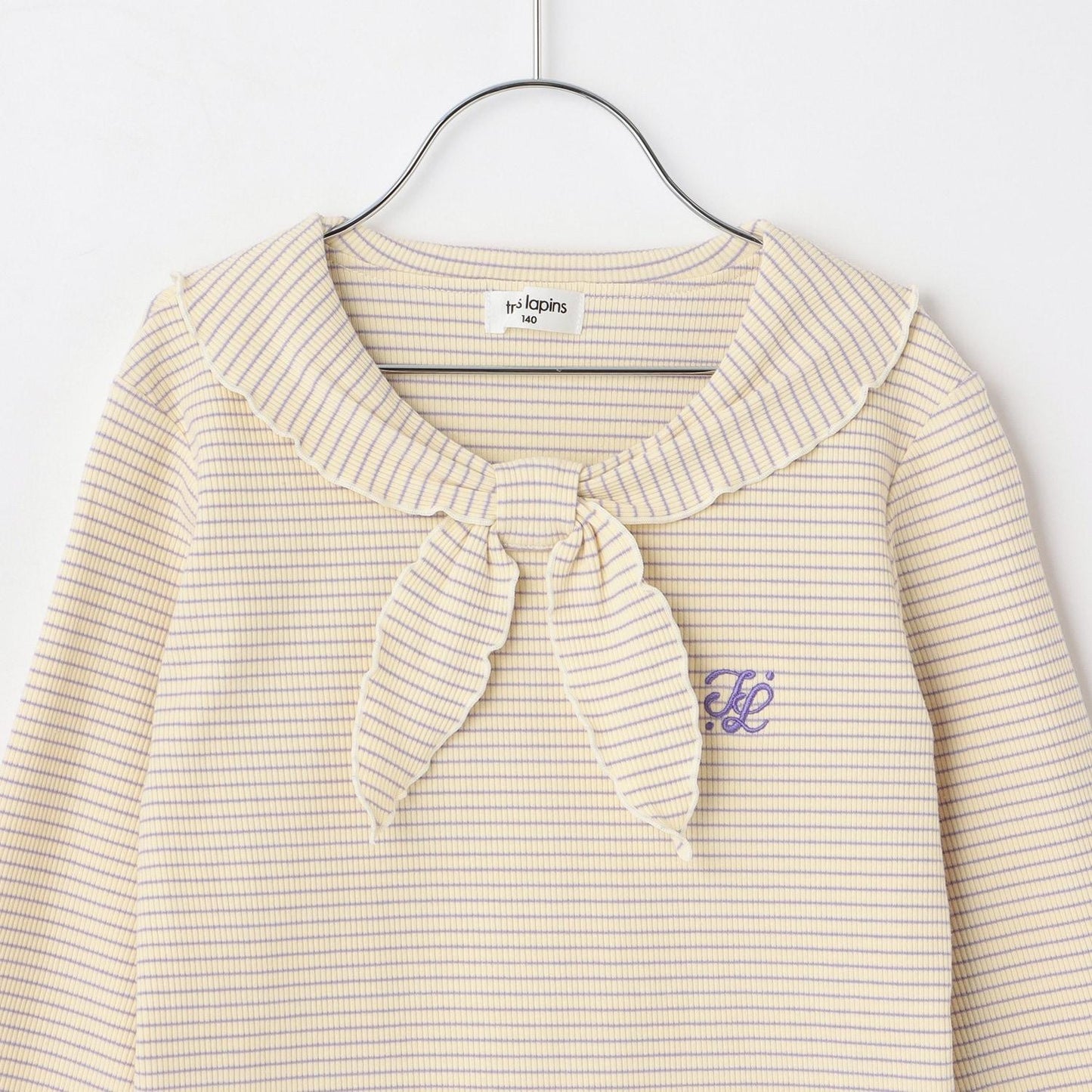 【Trois Lapins】水手領羅紋條紋長袖T恤