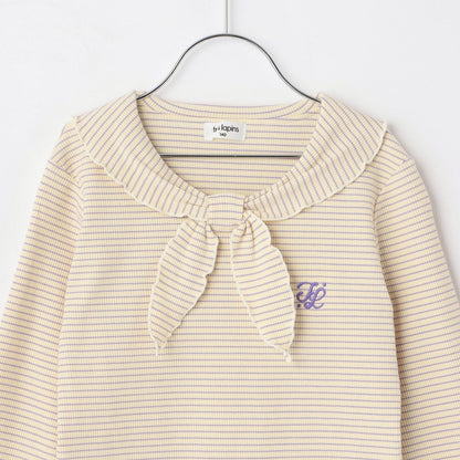 【Trois Lapins】水手領羅紋條紋長袖T恤