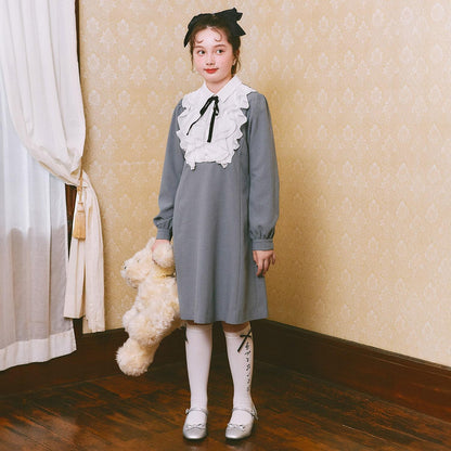 荷葉邊拼接連衣裙♪