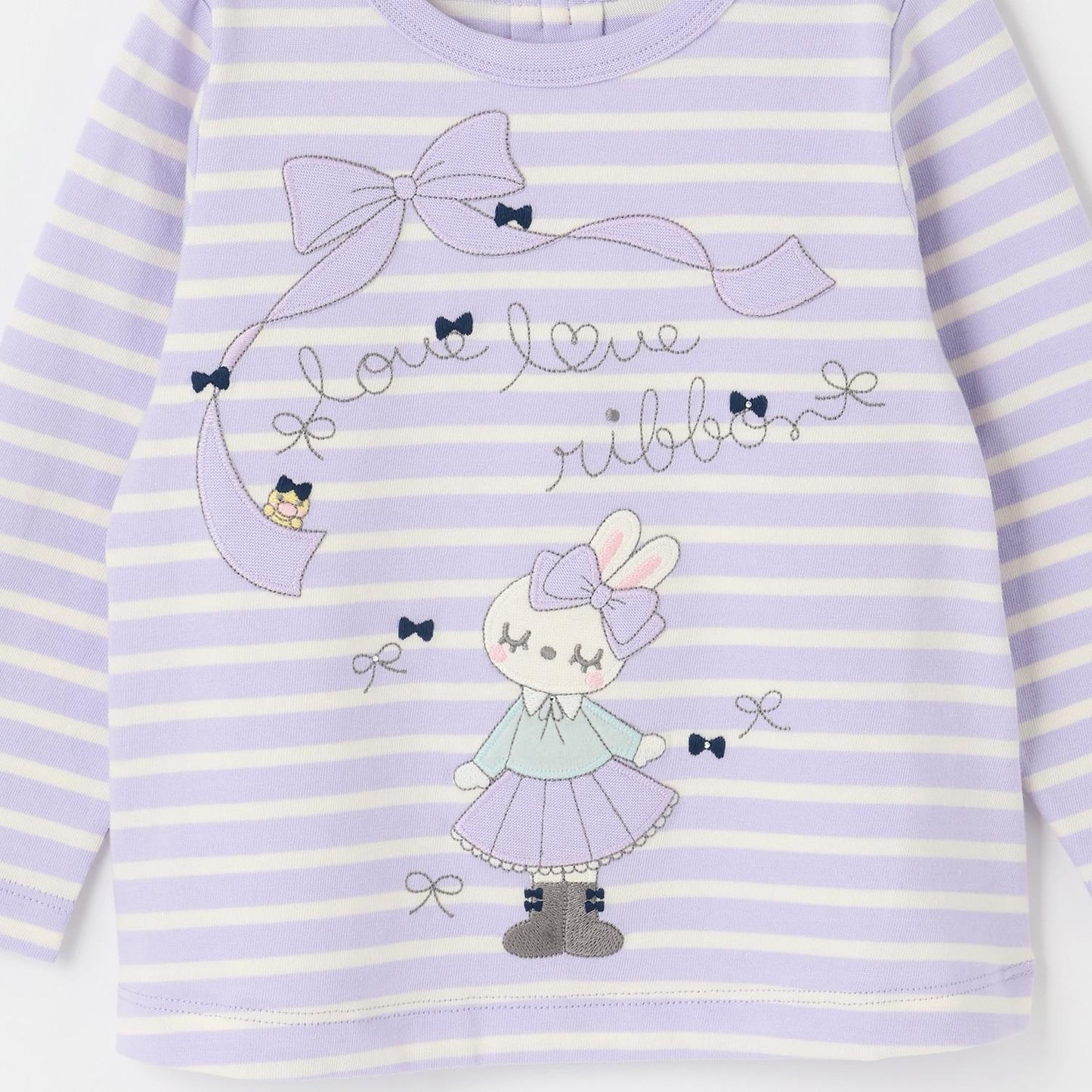 mimi醬貼布條紋長袖T恤