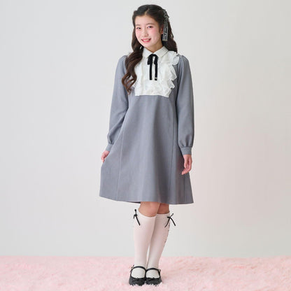 荷葉邊拼接連衣裙♪