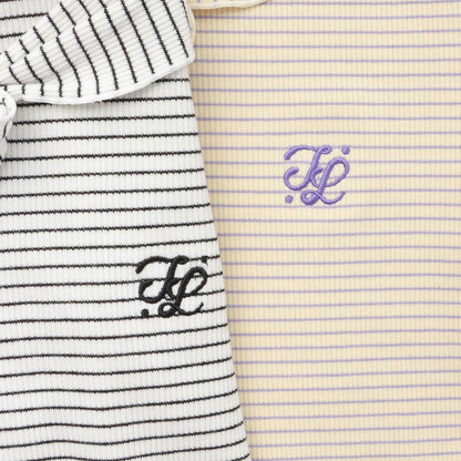 【Trois Lapins】水手領羅紋條紋長袖T恤