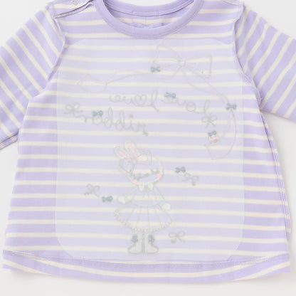 mimi醬貼布條紋長袖T恤