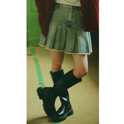 【LTXC】拼色百褶裙