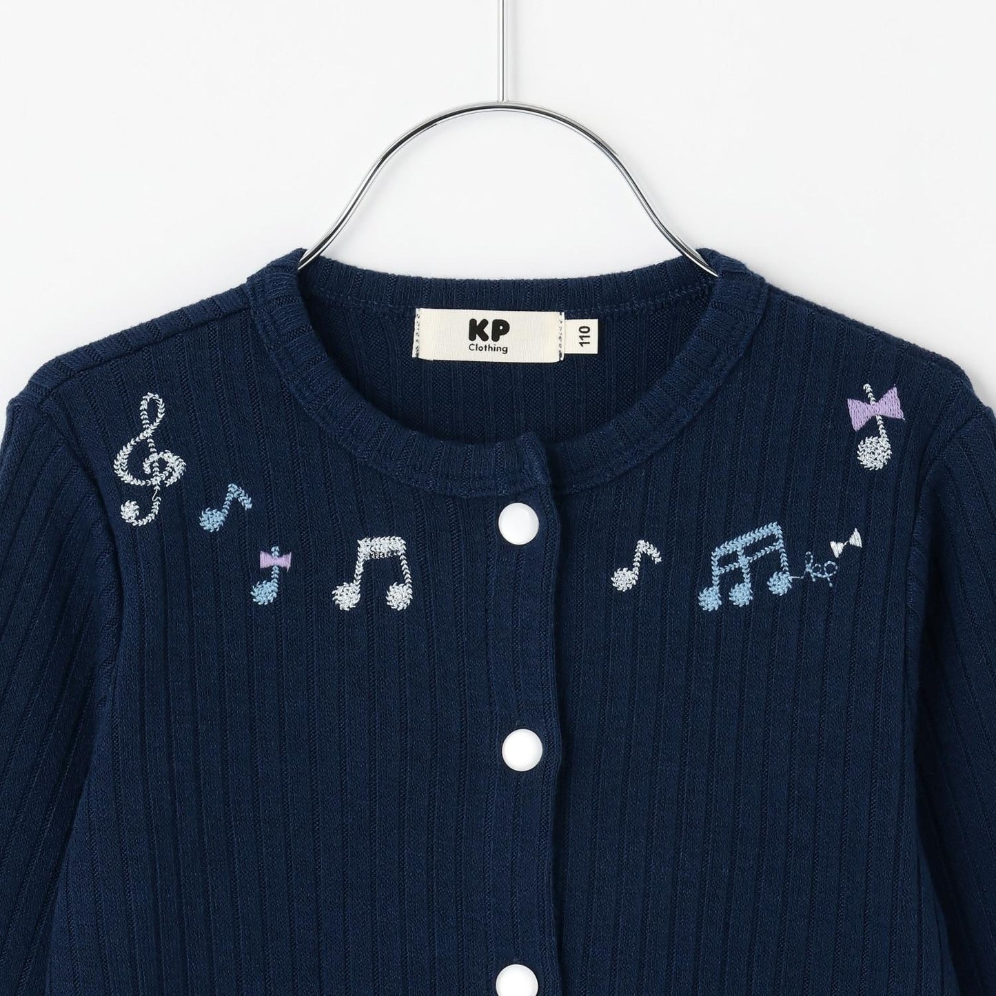 音符刺繡寬鬆羅紋開衫