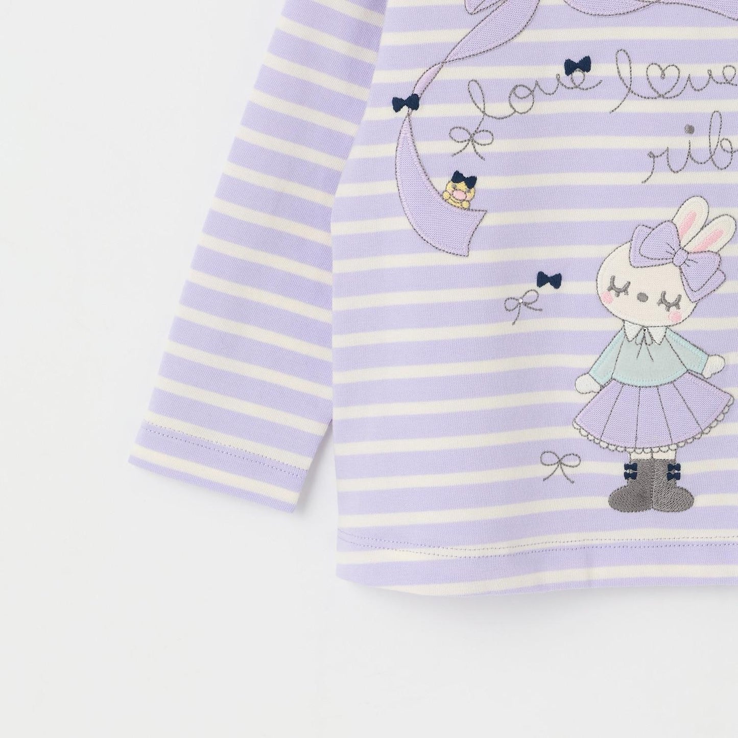 mimi醬貼布條紋長袖T恤