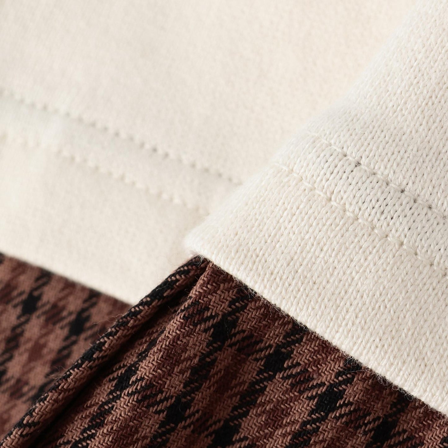 格紋百褶長袖長款上衣