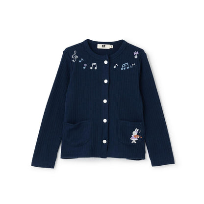 音符刺繡寬鬆羅紋開衫