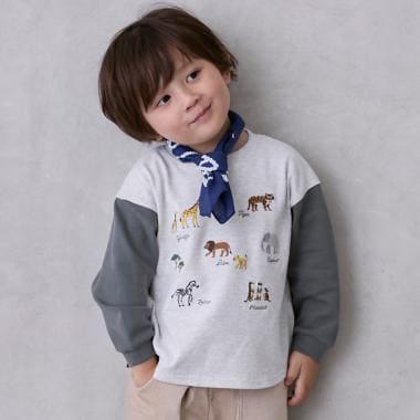 動物刺繡長袖T恤