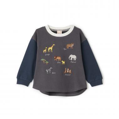 動物刺繡長袖T恤