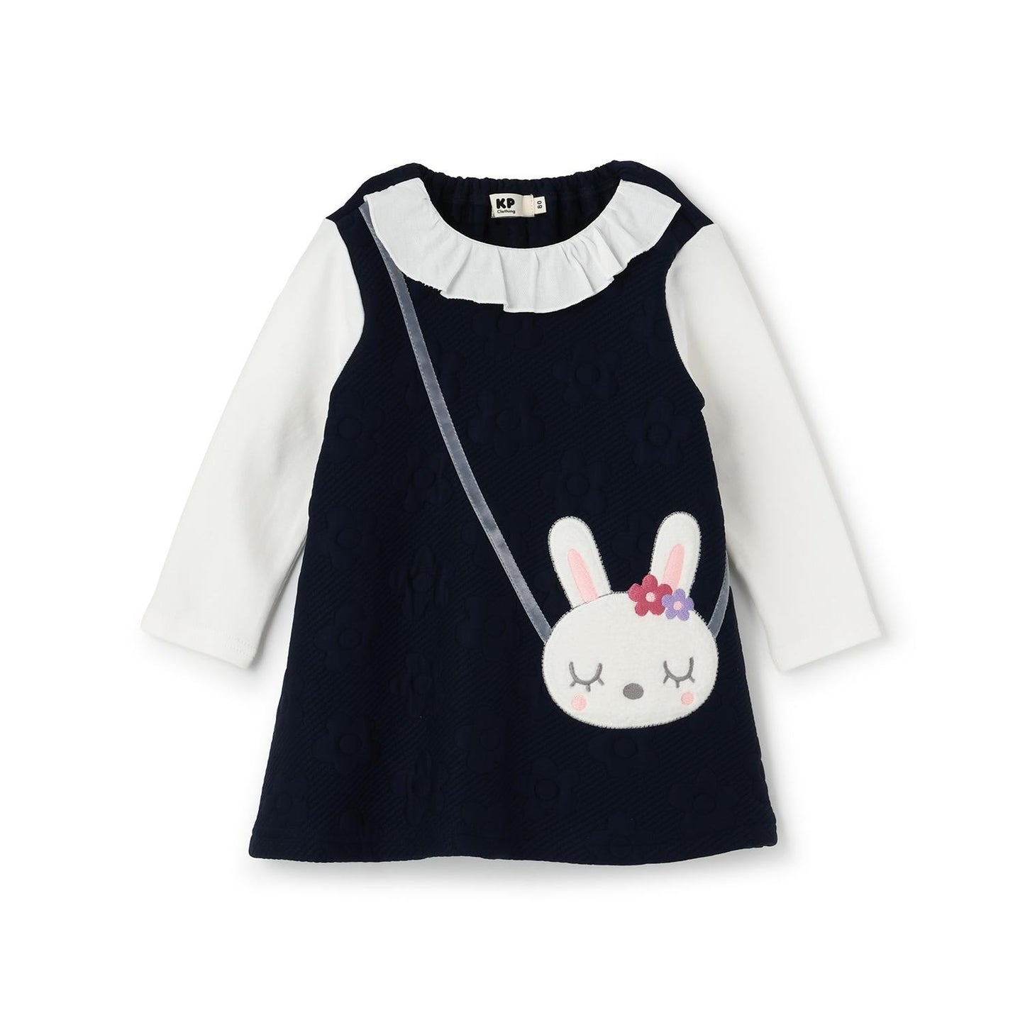 mimi醬斜挎包風格花卉絎縫連衣裙