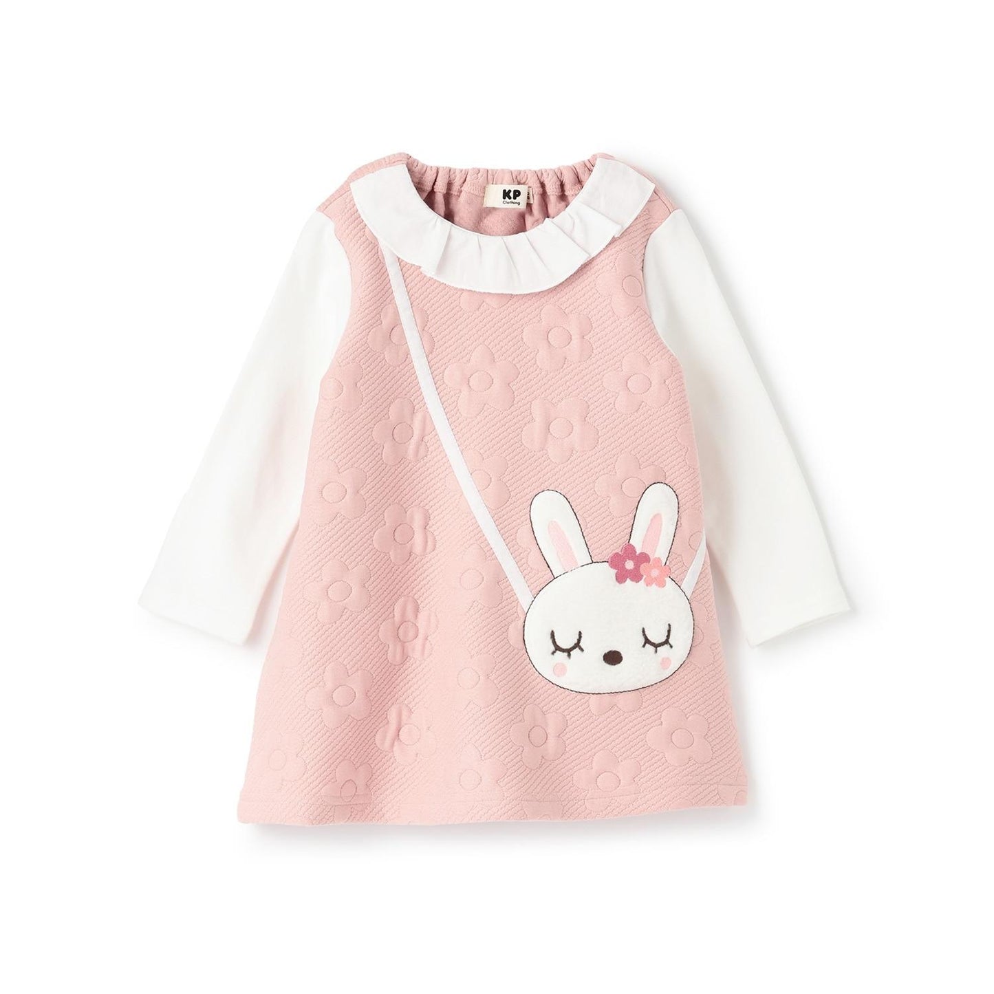 mimi醬斜挎包風格花卉絎縫連衣裙