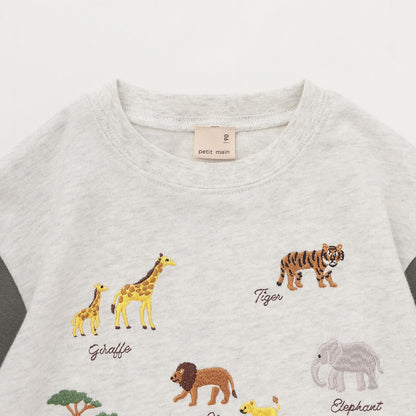 動物刺繡長袖T恤