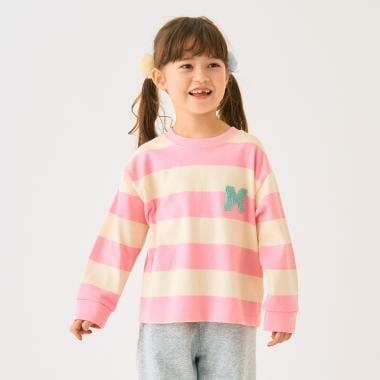 條紋毛圈繡長袖T恤