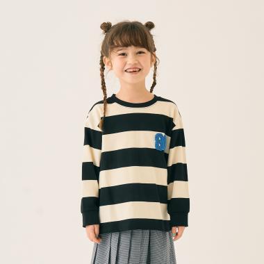 條紋毛圈繡長袖T恤