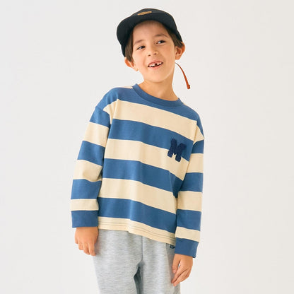 條紋毛圈繡長袖T恤