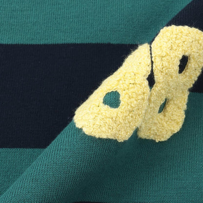 條紋毛圈繡長袖T恤