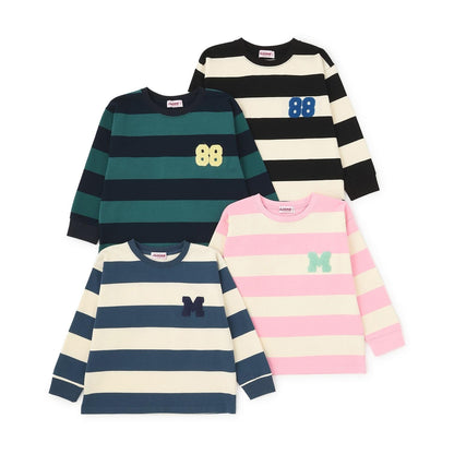 條紋毛圈繡長袖T恤